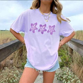 Tシャツ 女性用 トップス 半袖 丸首 プリント ポリエステル ビッグシルエット カジュアル 欧米風 大きめ サイズ ゆったり 着痩せ 細見え 体型カバー お腹周り 二の腕カバー 軽量 伸縮性 高級感 吸湿速乾 接触冷感 部屋着 普段使い 通勤用 綿 麻