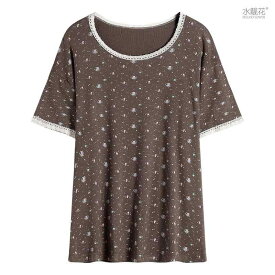 パジャマ レディース ルームウェア ホームウェア 寝間着 花柄 レース リブニット モダール 接触冷感 吸湿速乾 夏 春夏 上下セット 大きいサイズ 体系カバー ゆったり 着痩せ 細見え お腹周り 二の腕カバー 体型カバー 高級感 ナチュラル かわいい