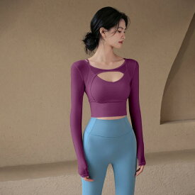 トップス レディース ヨガウェア 長袖 Tシャツ 胸パッド付き メッシュ 切り替え 欧米風 セクシー スポーツ フィットネス 伸縮性 軽量 吸湿速乾 高級感 普段使い 部屋着 アウトドア 体系カバー 大きいサイズ ゆったり 着痩せ 接触冷感 体型カバー