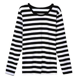 トップス レディース 長袖 Tシャツ インナー ストライプ ゆったり 大きいサイズ 体型カバー 春秋 綿 吸湿速乾 伸縮性 高級感 普段使い 通勤用 部屋着 軽量 機能性 快適 フィット感 シンプル カジュアル スタイル 日常使い 柔らか
