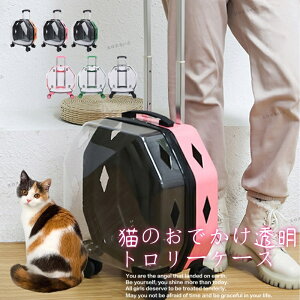 ペットキャリー 小型犬 旅行 多機能 猫 うさぎ キャリーバッグ キャスター付き ペットバッグ 透明 通気 伸縮ハンドル 携帯やすい ペットキャリーケース 通院 散歩 車載 ドライブ 旅行 電車移