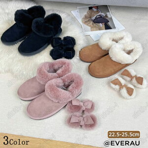ムートンブーツ EVERAU レディース ショート ブーツ シープスキンアグ 天然ウール かわいい レディース靴 冬靴 靴 レディース シューズ 裏起毛 暖かい ふわふわ もこもこ 柔らかい 撥水 防汚性