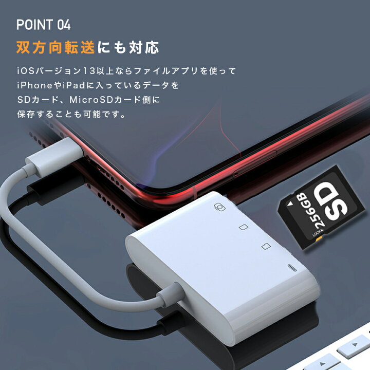 楽天市場 マラソン限定特価 26日まで Sdカードリーダー 4in1 Iphone 12 11 Pro X Xs Xr 対応 カメラリーダー Lightning Usb3 0 マイクロ Sdカード メモリーカード Micro Sd Ipad Ios専用 アイフォン アイパッド 充電 写真 移動 Vistar オンラインショップ