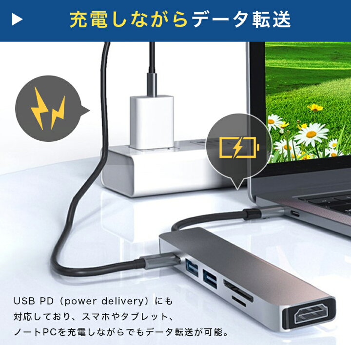 楽天市場 楽天4冠獲得 Usb Type C ハブ 6in1 Sdカード リーダー Hdmi 4k Usb 3 0 Pd対応 Macbook Android Ipad パソコン Windows Surface Nintendoswitch 変換 Microsd 高速 転送 音楽 写真 Vistar オンラインショップ