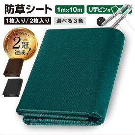 ＼6/4-11日限定10%OFF／ 【楽天2冠獲得！】防草シート 1m×10m 1枚・2枚入り 不織布 高耐久 雑草対策 雑草防止 除草シート 雑草シート ピン プレート 10セット・20セット付き 農業 園芸 家庭菜園 ガーデニング 空き地