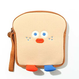 かわいい 食パン キャラクター 小物 ポーチ カジュアル バッグ, ハンドストラップ付 小さい トラベルポーチ マルチポーチ メイクポーチ, Brunch Brother-Run Toast Pouch (Toast)
