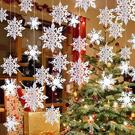 LOKIPA クリスマス 飾り付けセット クリスマス オーナメント シルバー 12点セット かわいい デコレーション 装飾品 インテリア スノーフレーク 雪の結晶 パーティーグッズ (雪の結晶 種類2)