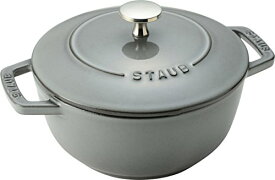 staub ストウブ 「 ワナベ グレー M 18cm 」 両手 鋳物 ホーロー 鍋 炊飯 2合 IH対応 日本正規販売品 Wa-NABE 40501-006