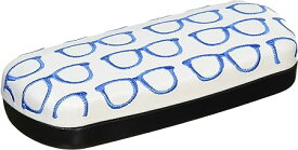 メガネ柄 刺繍 が おしゃれ メガネケース ハードケース ブルー 2219-03