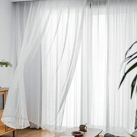 w.guan レースカーテン おしゃれな花柄 UVカット 遮熱 程よい透け感 デザインレース プライバシ 多サイズ(150*198)