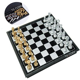 TS.CORP チェス マグネット チェスボード 折りたたみ チェスセット 日本語説明書付き 金 銀