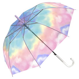 【最大50％OFFクーポン】ビニール傘 かわいい 透明 グラスファイバー 60cm ジャンプ傘 レディース おしゃれ クリアハンドル 軽量 丈夫 風に強い グラデーション 雨傘 長傘 ミルキートーンアンブレラ POE【PE】