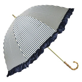 日傘 完全遮光 長傘 フリル 晴雨兼用 軽量 撥水 バンブー 遮光率100% 遮熱 涼しい かわいい ゴルフ おしゃれ 傘 雨傘 大人 内側 黒 UVカット 親骨50cm ドット
