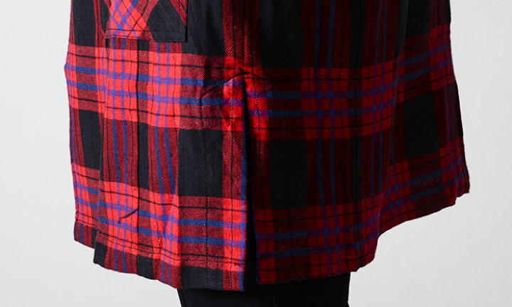 楽天市場 コート メンズ 春夏 春服 スプリングコート チェスターコート チェック 赤 ロングコート シャツコート M L Slow Gan