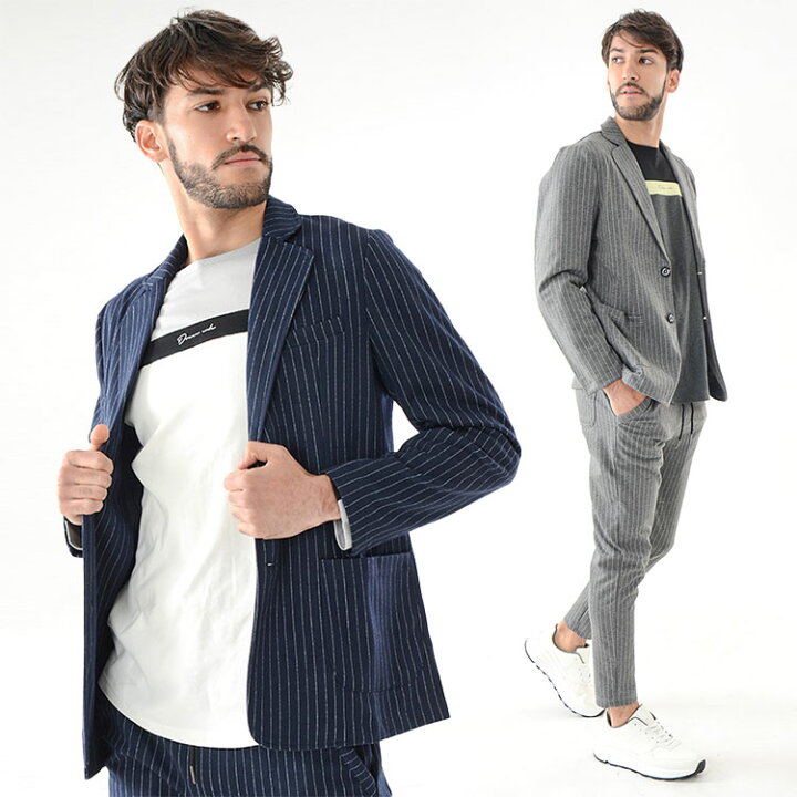 楽天市場 セットアップ メンズ 秋冬 冬服 カジュアルスーツ 上下セット 大きいサイズ ジャケット テーラード スウェット カジュアル ストレッチ ネイビー グレー S L 30代ファッション 40代 おしゃれ 大きいサイズ Slow Gan