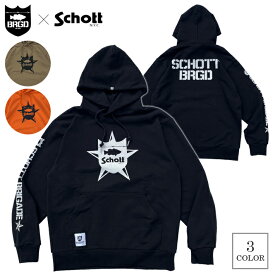 パーカー Schott × BASS BRIGADE HOODIE SCBH01 ショット バスブリゲード スエット バスフィッシング デプス バス釣り アウトドア バイク ツーリング 送料無料