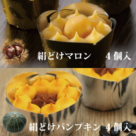 リニューアルにてラッピング対応♪【送料込/送料無料】絹どけマロン（4個入）＆絹どけパンプキン（4個入）のWセット 「北海道・沖縄のみ送料+760円」　TVで紹介　モンブラン かぼちゃ スイーツ 【楽ギフ_メッセ入力】