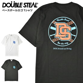 【割引クーポン配布中】 DOUBLE STEAL ダブルスティール Tシャツ ベースボールロゴ S/S T-SHIRT TEE 半袖 カットソー トップス メンズ ブラック ホワイト M-XL 932-12013 【単品購入の場合はネコポス便発送】