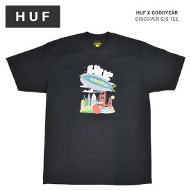 【割引クーポン配布中】 HUF × GOODYEAR ハフ × グッドイヤー Tシャツ DISCOVER S/S TEE 半袖 カットソー トップス メンズ M-XL ブラック TS02118 【単品購入の場合はネコポス便発送】