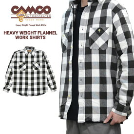 【割引クーポン配布中】 CAMCO カムコ ネルシャツ HEAVY WEIGHT FLANNEL WORK SHIRTS ヘビーウェイト フランネルシャツ チェックシャツ ワークシャツ 長袖 メンズ M-XL ホワイト×ブラック
