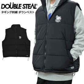 【割引クーポン配布中】 DOUBLE STEAL ダブルスティール ベスト TAGGING LOGO DOWN VEST ダウンベスト 中綿ベスト アウター ブルゾン メンズ M-XL ブラック 734-42081