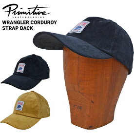 【割引クーポン配布中】 PRIMITIVE プリミティブ キャップ WRANGLER CORDUROY STRAPBACK CAP HAT 帽子 ストラップバックキャップ 6-PANEL CAP 6パネルキャップ ブラック カーキ