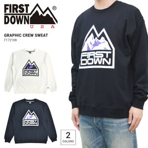 FIRST DOWN �t�@�[�X�g�_�E�� �X�E�F�b�g GRAPHIC CREW SWEAT �N���[�l�b�N �g���[�i�[ �t���[�X �����Y M-XL �u���b�N �I�t�z���C�g F172108C �y�o�[�Q���z