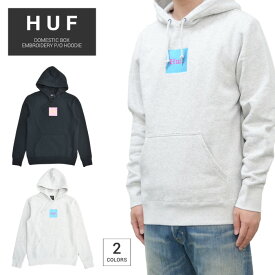 【割引クーポン配布中】 HUF ハフ パーカー DOMESTIC BOX EMBROIDERY P/O HOODIE フリース スウェット メンズ S-XL ブラック グレー PF00388