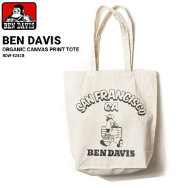 【割引クーポン配布中】 BEN DAVIS ベンデイビス キャンバス トートバッグ ORGANIC CANVAS PRINT TOTE BAG 鞄 エコバッグ BDW-8282B 【ネコポス便発送で送料無料】