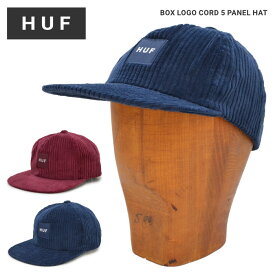 【割引クーポン配布中】 HUF ハフ キャップ BOX LOGO CORD 5-PANEL HAT CAP 帽子 ストラップバックキャップ 5パネルキャップ ネイビー ローズ HT00702