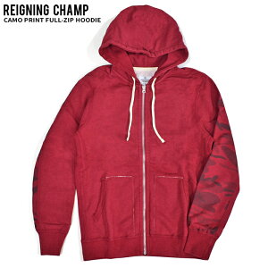 REIGNING CHAMP ���C�j���O�`�����v CAMO PRINT FULL-ZIP HOODIE �W�b�v�p�[�J�[ �t�[�f�B�[ DK CHERRY �y�݌Ɉ�|�z