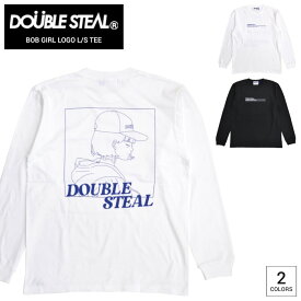 【割引クーポン配布中】 DOUBLE STEAL ダブルスティール ロンT BOB GIRL LOGO L/S T-SHIRT TEE 長袖 Tシャツ カットソー トップス メンズ M-XL ブラック ホワイト 906-14110 【単品購入の場合はネコポス便発送】