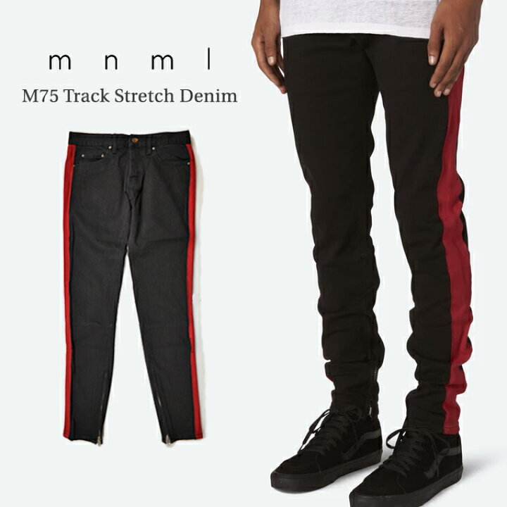 楽天市場】mnml / ミニマル M75 Track Stretch Denim Black/Red M75 