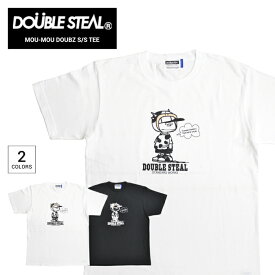 【割引クーポン配布中】 DOUBLE STEAL ダブルスティール Tシャツ MOU-MOU DOUBZ S/S T-SHIRT TEE カットソー トップス メンズ ブラック ホワイト M-XL 911-14001 【単品購入の場合はネコポス便発送】