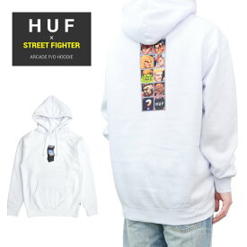 【割引クーポン配布中】 HUF × STREET FIGHTER ハフ × ストリートファイター パーカー ARCADE P/O HOODIE フリース スウェット メンズ S-XL ホワイト PF00410