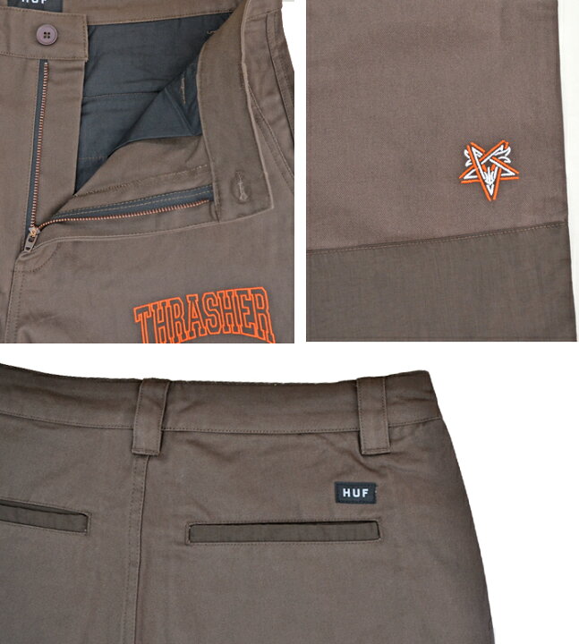 楽天市場】【割引クーポン配布中】 HUF × THRASHER ハフ × スラッシャー パンツ FIELD CREW PANT ワークパンツ 30-36 チョコレート PT00265 : Slow time life