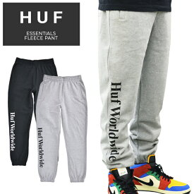 【割引クーポン配布中】 HUF ハフ パンツ ESSENTIALS FLEECE PANT スウェットパンツ フリースパンツ イージーパンツ メンズ S-XL ブラック グレー PF00190