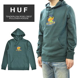 【割引クーポン配布中】 HUF ハフ パーカー TENDERLOIN ROSE CREST PULLOVER HOODIE フリース スウェット メンズ S-XL グリーン PF00211【売り尽くし】