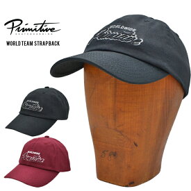 【割引クーポン配布中】 PRIMITIVE プリミティブ キャップ WORLD TEAM STRAPBACK CAP HAT 帽子 ストラップバックキャップ 6-PANEL CAP 6パネルキャップ ブラック バーガンディ