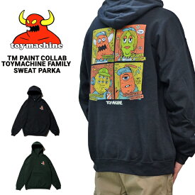 【割引クーポン配布中】 TOY MACHINE トイマシーン パーカー TM PAINT COLLAB TOYMACHINE FAMILY SWEAT PARKA プルオーバーパーカー スウェット フリース メンズ M-XL ブラック グリーン