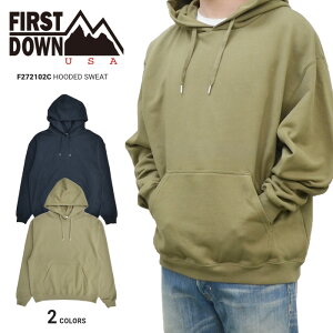 FIRST DOWN �t�@�[�X�g�_�E�� �p�[�J�[ HOODED SWEAT �v���I�[�o�[ �X�E�F�b�g �t���[�X �����Y M-XL �u���b�N ���C�g�J�[�L F272102C �y�o�[�Q���z
