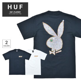 【割引クーポン配布中】 HUF × PLAYBOY ハフ × プレイボーイ Tシャツ VVS LOGO S/S TEE 半袖 カットソー トップス メンズ S-XL ブラック ホワイト TS01782 【単品購入の場合はネコポス便発送】