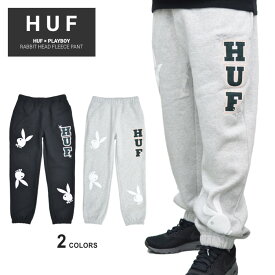 【割引クーポン配布中】 HUF × PLAYBOY ハフ × プレイボーイ パンツ RABBIT HEAD FLEECE PANT スウェットパンツ フリースパンツ メンズ M-XL ブラック グレー PT00233