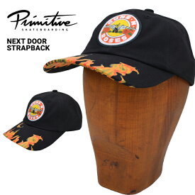 【割引クーポン配布中】 PRIMITIVE プリミティブ キャップ NEXT DOOR SNAPBACK CAP HAT 帽子 ストラップバックキャップ 6-PANEL CAP 6パネルキャップ GUNS N' ROSES ブラック