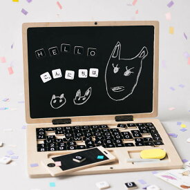 amabro アマブロ KIDS PC ノート型 パソコン おもちゃ 【お絵描き ボード 子供 黒板 英語 ひらがな 算数 知育玩具 木のおもちゃ】