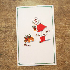 ドイツ製 ポストカード クリスマスカード クリスマス 鉢植えを運ぶ女の子 【メール便対象品】