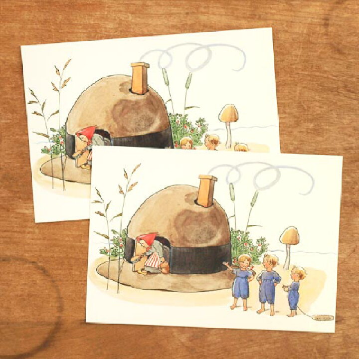 楽天市場 エルサベスコフ ポストカード 2枚セット ぼうしのおうち 絵本作家 北欧 かわいい イラスト おしゃれ メール便対象品 Slowworks