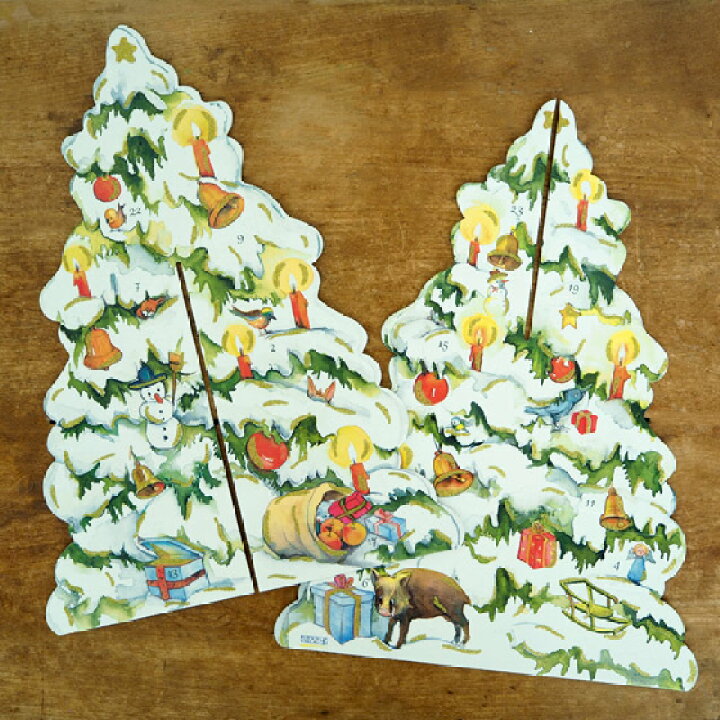 楽天市場 ドイツ製 クリスマス アドベントカレンダー 3d 雪が積もったクリスマスツリー 卓上 かわいい 飾り カレンダー サンタ インテリア Slowworks