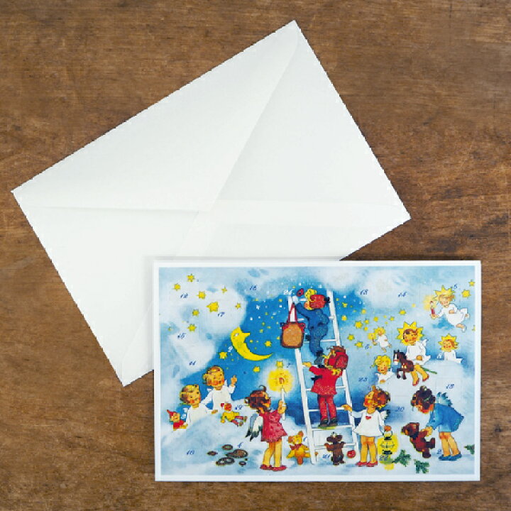 楽天市場 ドイツ Korsch Verlag クリスマス アドベントカード 雲の上のはしご アドベントカレンダー グリーティングカード かわいい おしゃれ メール便対象品 Slowworks