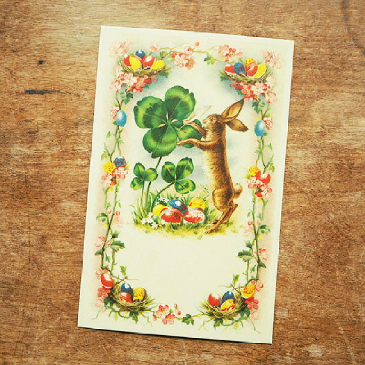 楽天市場 ドイツ製 ポストカード ウサギとクローバー ハガキ 絵葉書 おしゃれ 北欧 アート かわいい イラスト 手紙 イースター メール便対象品 Slowworks